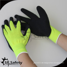 SRSAFETY Hi-viz gelb Nylon Palme beschichtet Schaum Latex Handschuh / Schutzhandschuhe